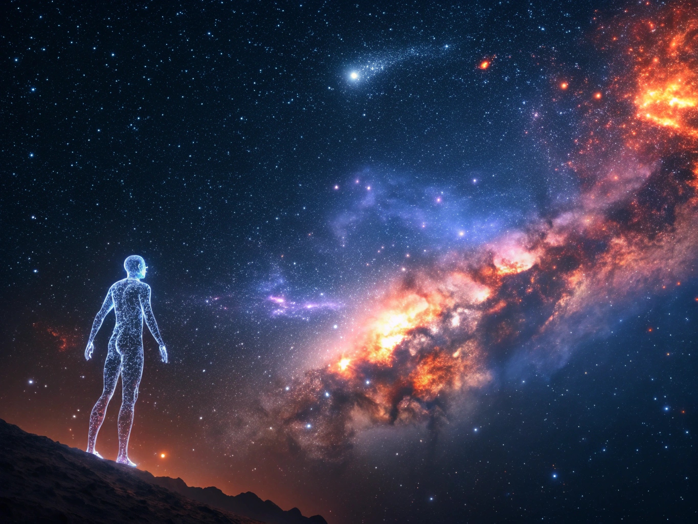Visuel repræsentation af kosmisk rejse meditation